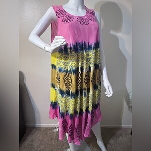 Women’s Sleeveless Tie Dyed Sundress, One Size